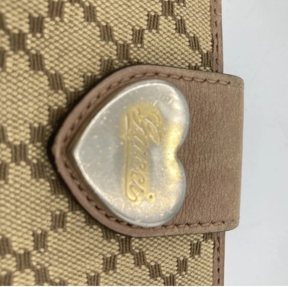 🔹️ GUCCI 🔹️ long leather wallet purse Italy Brown Canvas heart ✨️🤎 - Picture 12 of 13
